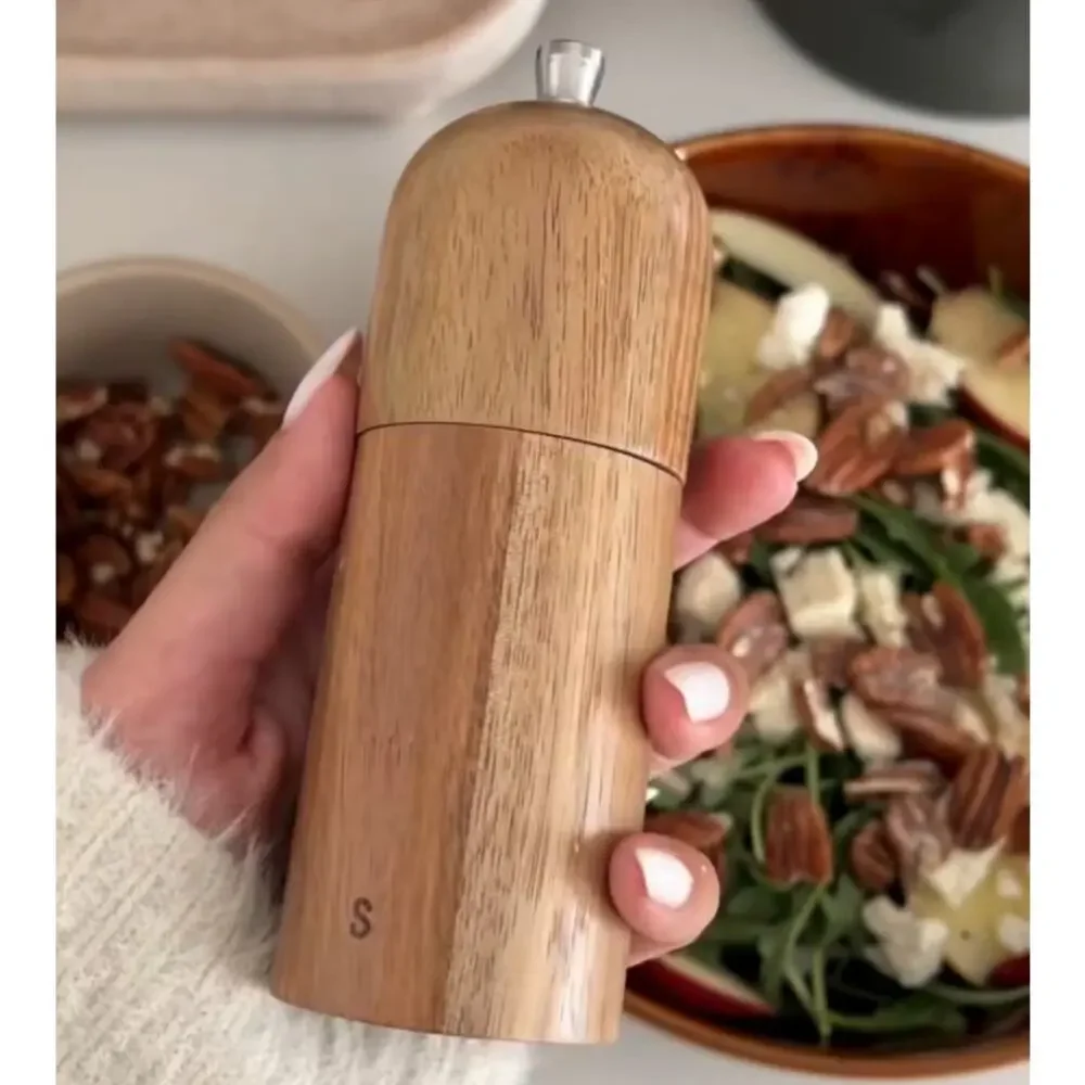 Shortstories Acacia Wood Salt Pepper Grinder Set Adjustable Ceramic NEW in Box